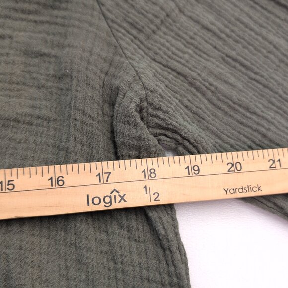 Susan Tyler Cotton Gauze Maxi Dress Olive V-Neck Size L - Picture 10 of 12